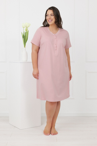 Hemaria Italian Fashion bawełniana koszula nocna damska plus size-pudrowy róż 
