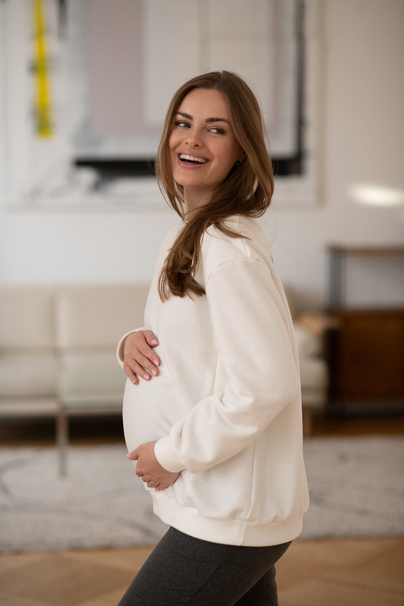 Milk It Easy! bluza do karmienia Milk&Love śmietankowa z printem