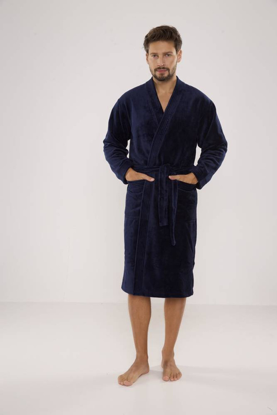 391 Hugo szlafrok męski De lafense - granatowy