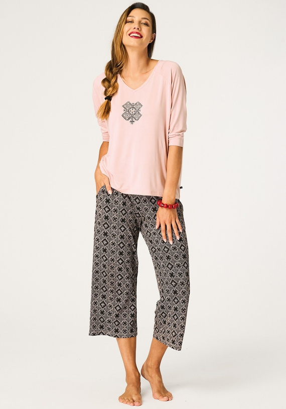 Key LNS 731 Piżama damska morelowa wiskoza 3/4