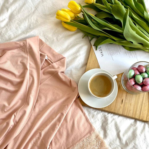 643 Noela Szlafrok damski De Lafense - beżowy