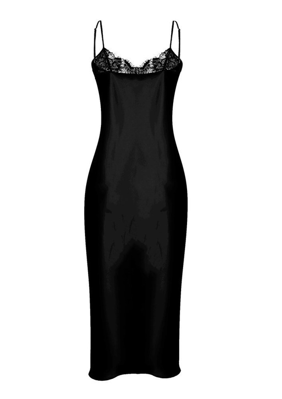 April Halka satynowa koszulka damska DKaren - czarna