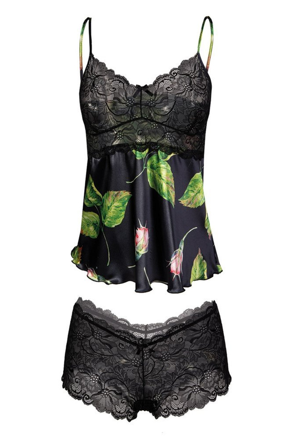 Flowers Komplet piżama damska DKaren DK-KA 003 biały