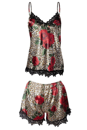 Flowers Komplet piżama damska DKaren -DK-KV ecru 004