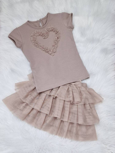 Mia Bluzka krótki rękaw Bambarillo beżowy beżowe serce