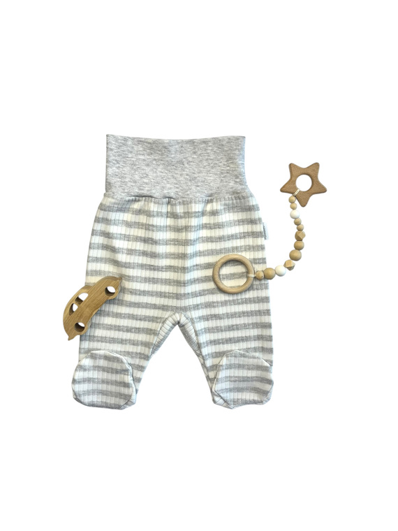 Półśpiochy niemowlęce Mamatti PD14820 – szare w paski, bawełniane