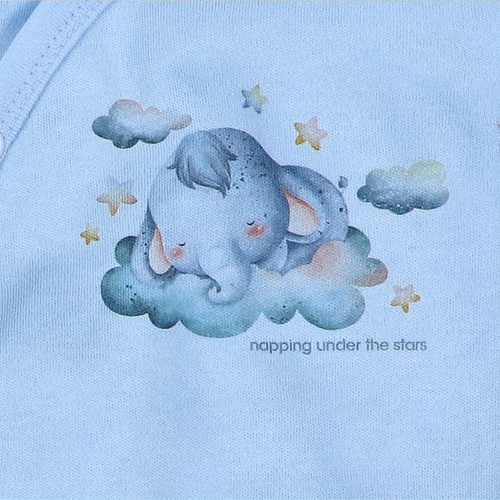 ABN-5603 Body kopertowe Nini Little Dreamers z bawełny organicznej dla niemowląt błękitne- bezniklowe napy, 100% bezpieczeństwa