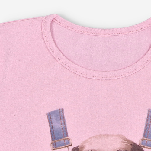 KAR-4004/ROZ T-shirt dziewczęcy z krótkim rękawem Lagarto Verde różowy