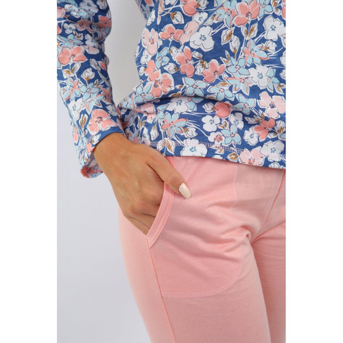 Karolina Long Piżama damska Sesto Senso morela kwiaty