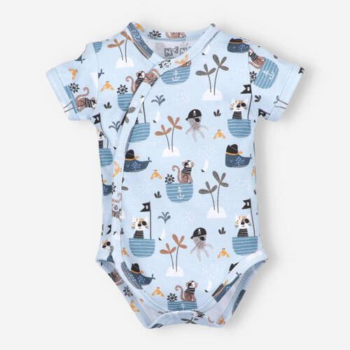 Piraci Body kopertowe krótki rękaw z bawełny organicznej Nini druk