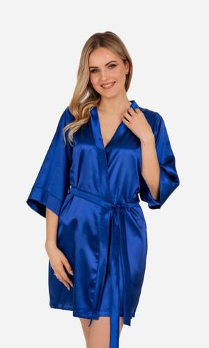 Vesna Szlafrok damski satynowy ByShelly - chabrowy