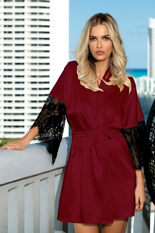 Dagmara Satynowy Szlafrok Damski DKaren - borowy