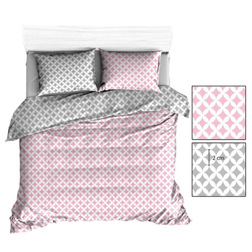 R141 Pościel bawełniana maroko Karo szary-biały