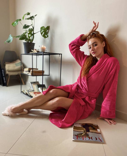 628 Abigail Długi Szlafrok damski Forex - malina 