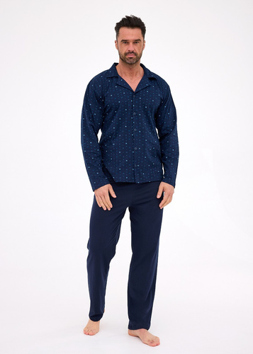 114/80 Piżama męska Cornette | Rozpinana, 100% bawełna, kołnierzyk i kieszenie