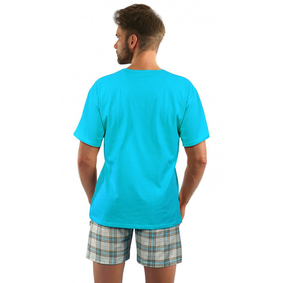 2379/27 Piżama Męska, krótki rękaw i spodenki Sesto Senso - turkusowy