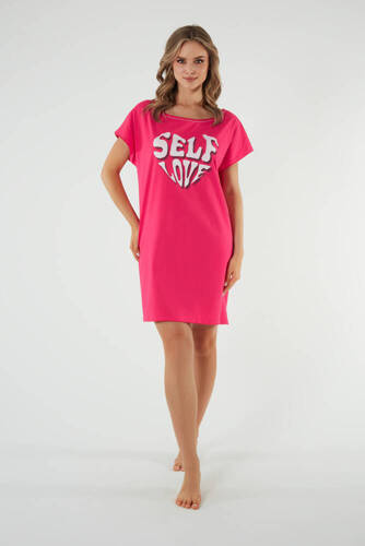 Selfie koszula nocna, krótki rękaw Italian Fashion - amarantowy