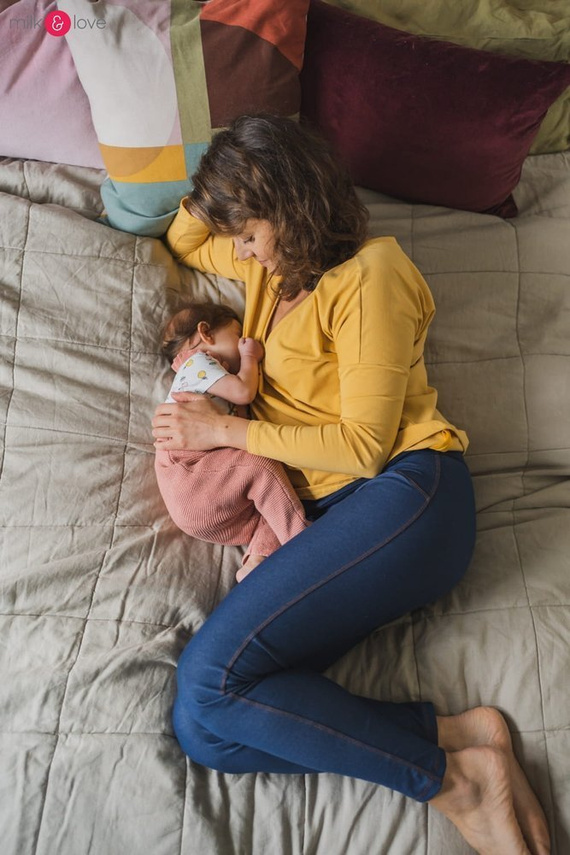 Two Ways bluzka ciążowa i do karmienia dwustronna Milk&Love w paski zielono-białe