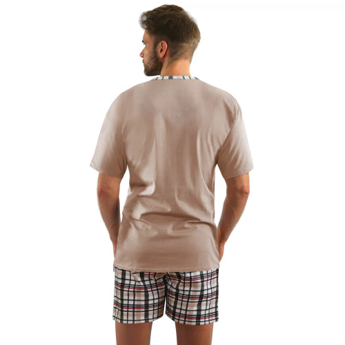 2187/27 Piżama męska krótki rękaw krótkie spodnie Sesto Senso latte