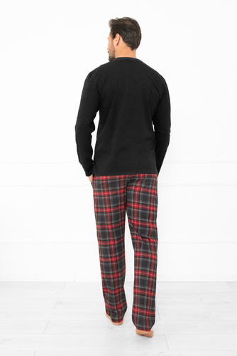 Rusoli piżama męska Italian Fashion ciemny melanż – bawełniana w kratę, długa, wygodna