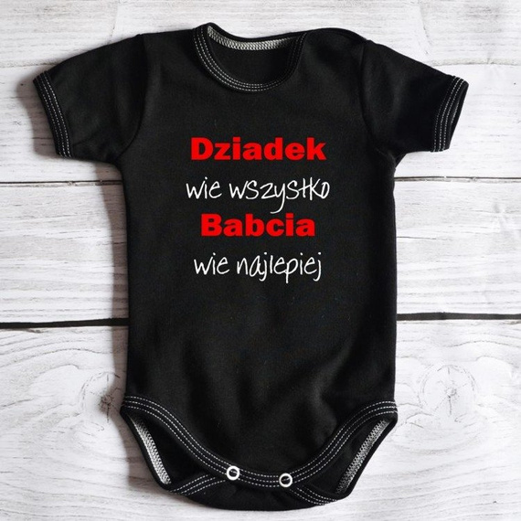 Body krótki rękaw "Dziadek wie wszystko babcia wie najlepiej" Moocha białe