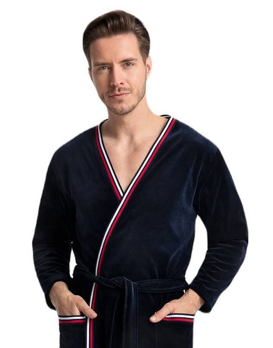 854 Szlafrok Męski Luna granatowy