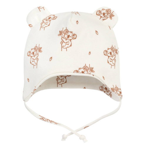 Lovely Day Czapka niemowlęca wiązana Pinokio - ecru koala