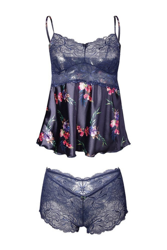 Flowers Komplet piżama damska DKaren DK-KA 011 biały