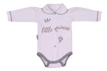 Body rozpinane z kołnierzykiem "LITTLE PRINCESS" białe