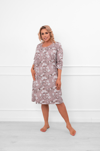 Koszula nocna damska Oszima bawełniana z rękawem 3/4 i kwiatowym wzorem Italian Fashion