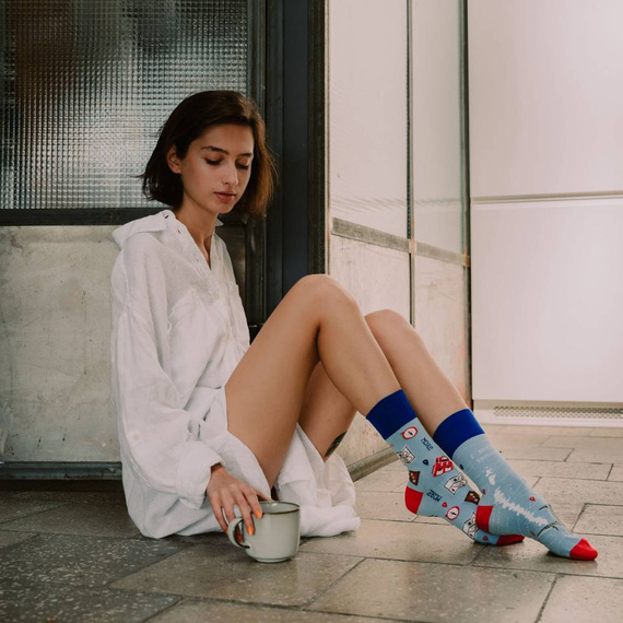 078 Nie do pary, Skarpety damskie More - 019 błękit