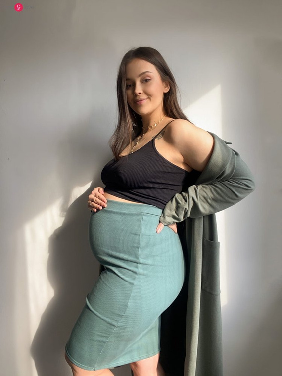 Spódnica ciążowa Tummy z dzianiny w prążki Milk&Love mięta