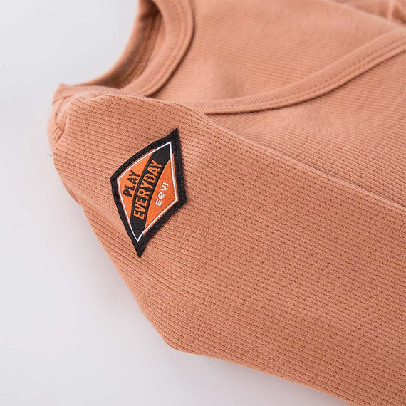 Jump Body rozpinane z długim rękawem prążkowane Eevi - beżowy