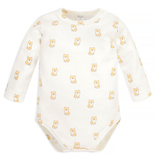 Lovely Day Body z długim rękawem Pinokio - ecru pieski