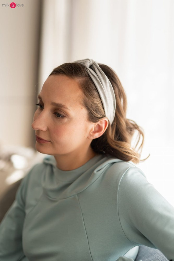 Opaska do włosów na gumce Milk&Love szary melanż