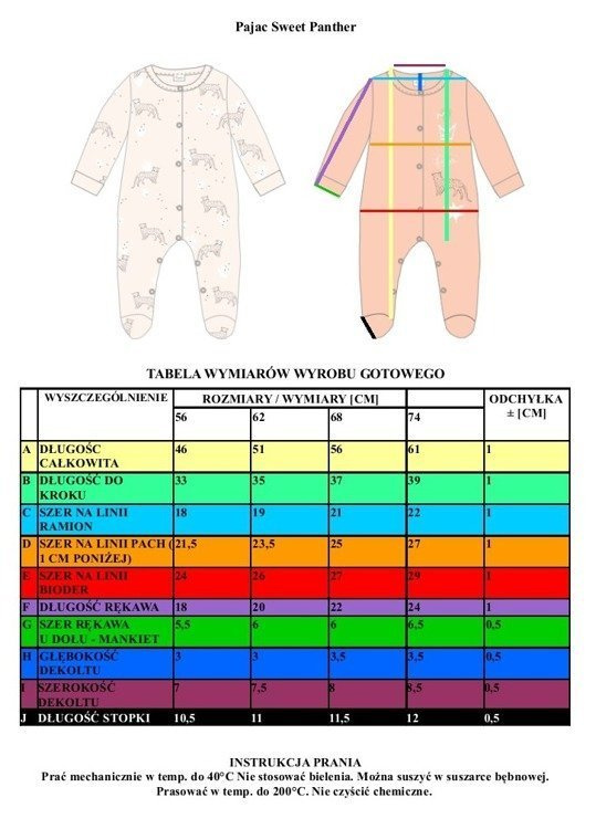 Pajac niemowlęcy "WILD ANIMALS" Pinokio - różowy