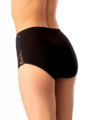 Figi damskie Key LPF 578 szary czarny– bawełna, komfortowe, 2 sztuki w opakowaniu