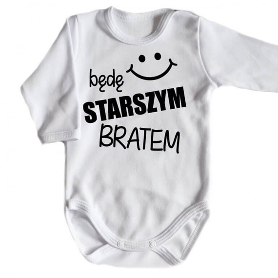 "Będę STARSZYM bratem v2" Body długi rękaw Moocha biały