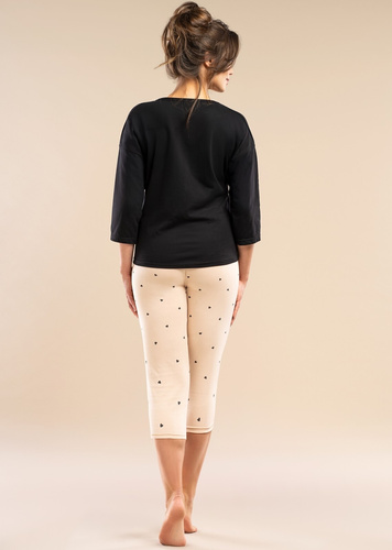 Piżama damska MK30 Night Song Belle Reverie czarna– bawełna, rękaw 7/8, komfort i kobiecy styl