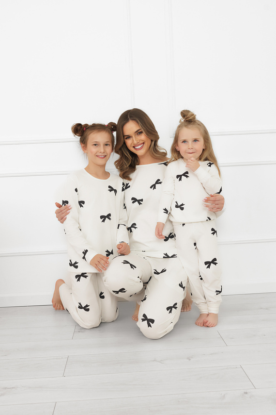 Piżama dziewczęca Fiocca– ecru, bawełna, długi rękaw i spodnie Italian Fashion 