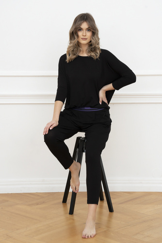 Styl Komplet Damski 3/4rękaw, dł.spodnie Italian Fashion czarny