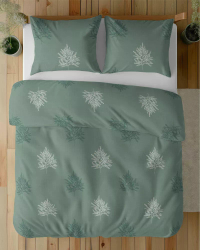 5503 B Pościel bawełniana szałwiowaz liśćmi paproci geometrycznymi Naturalis– Detexpol