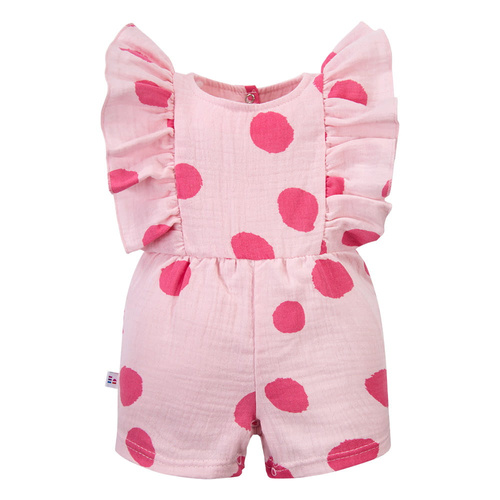 Rampers niemowlęcy Eevi Cherry muślin bawełna różowy