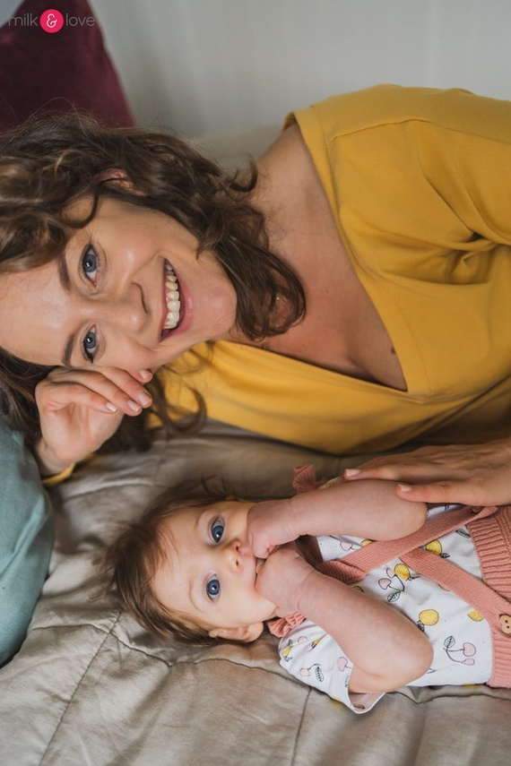 Two Ways bluzka ciążowa i do karmienia dwustronna Milk&Love w paski zielono-białe