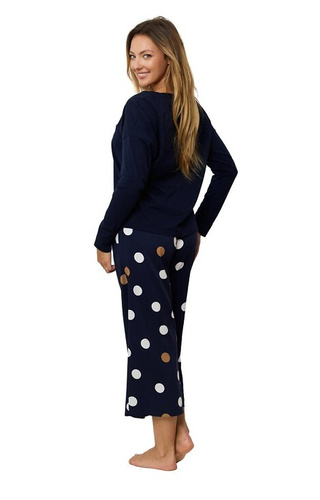 Oceane PS75  Piżama damska Mefemi – wiskozowa, długa, w grochy