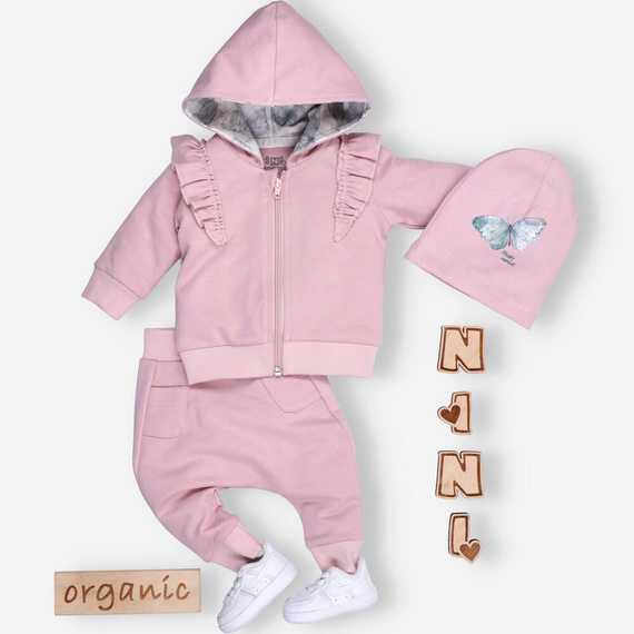 Butterflies Spodnie dresowe z bawełny organicznej Nini różowy