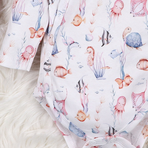 ABN-5471 Underwater World Body kopertowe z długim rękawem Nini – bawełna organiczna, dla niemowląt