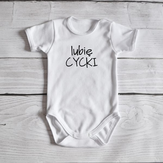 Body krótki rękaw "Lubię cycki" Moocha białe