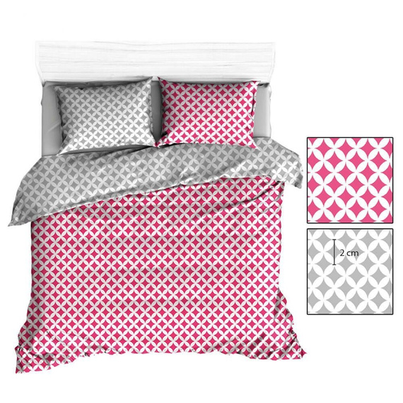 R141 Pościel bawełniana maroko Karo szary-biały