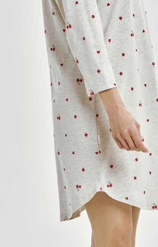 3431 Adele Koszula damska Taro szara – bawełna, owocowy wzór, rękaw 7/8